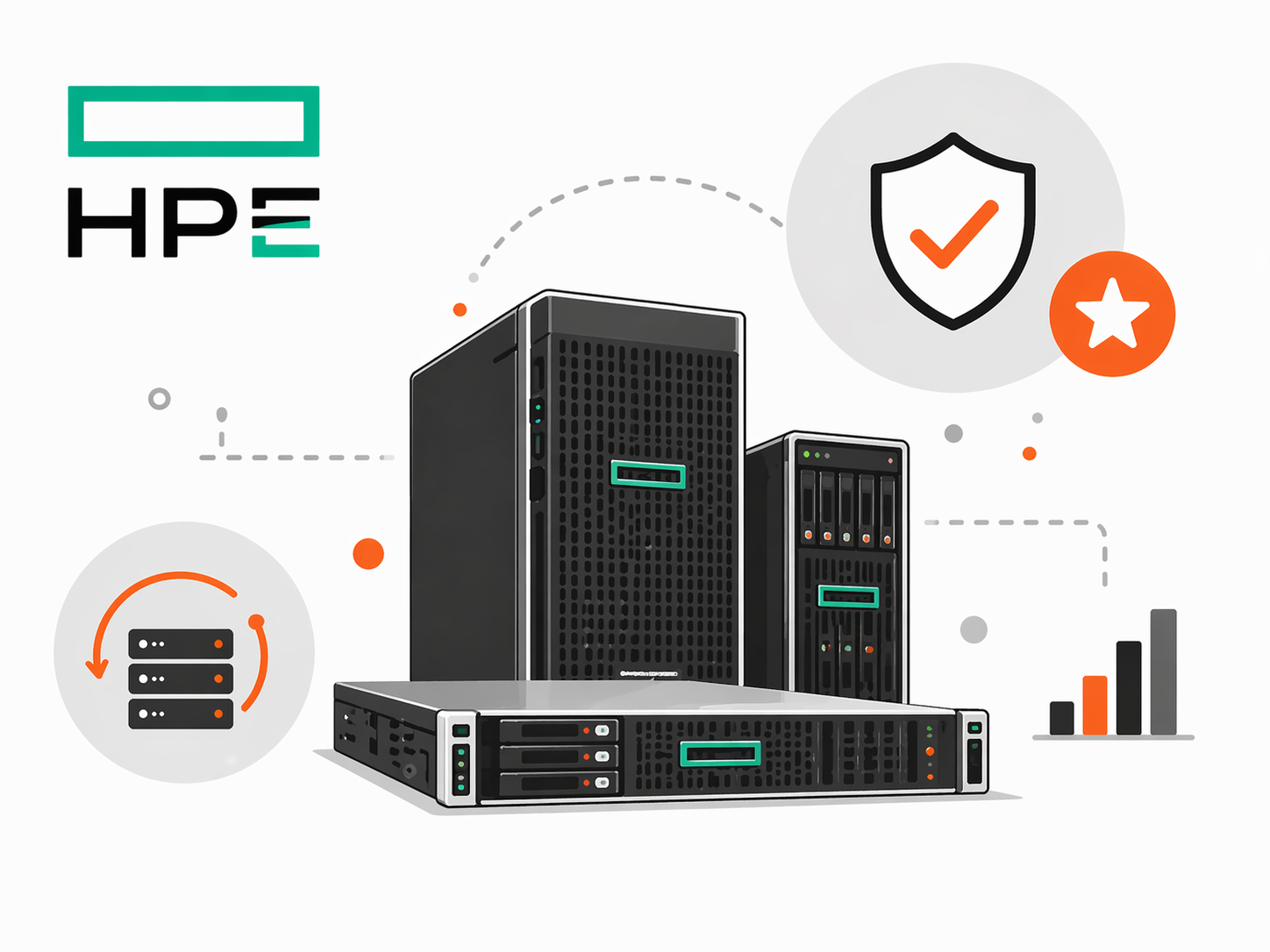 Стоечные и башенные б/у серверы HPE Proliant